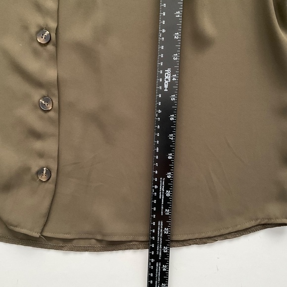 Boohoo Womens Blouse Top Sz 10 Olive Green Boho Flowy Capsule Contemporary Chic - Picture 4 of 9